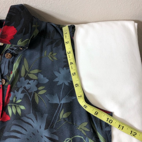 Caribbean Joe Rayon Collar Sleeveless 1/4 Buttoned Hawaiian Floral Maxi Dress M - Picture 11 of 16